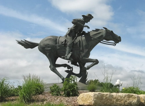 Bronze Pony Express Horse & Rider